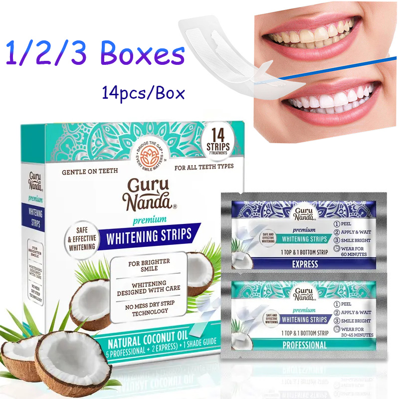 Teeth Whitening Retainer - 14개/박스 코코넛 오일 치아 미백 스트립,