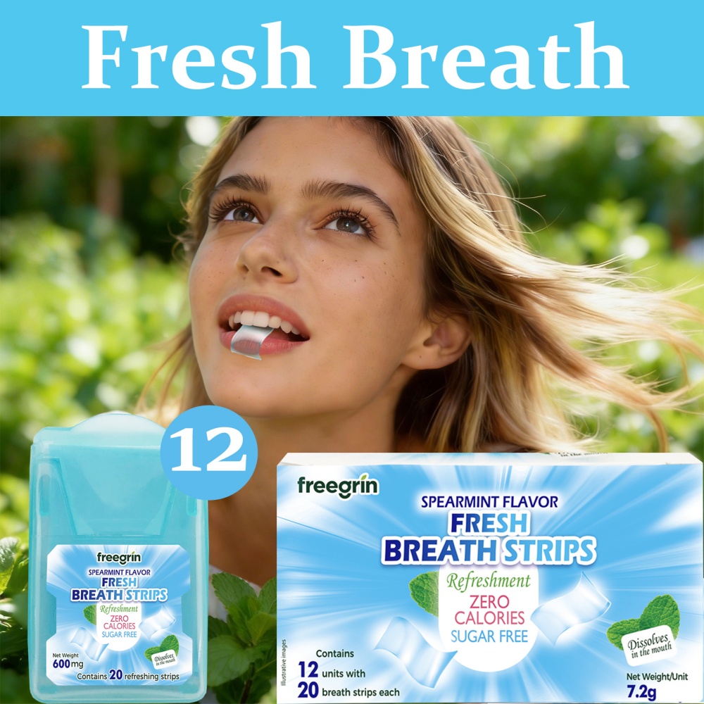 Teeth Whitening Retainer - 프리그린 스피어민트 향 구취제거 스트립 휴대용