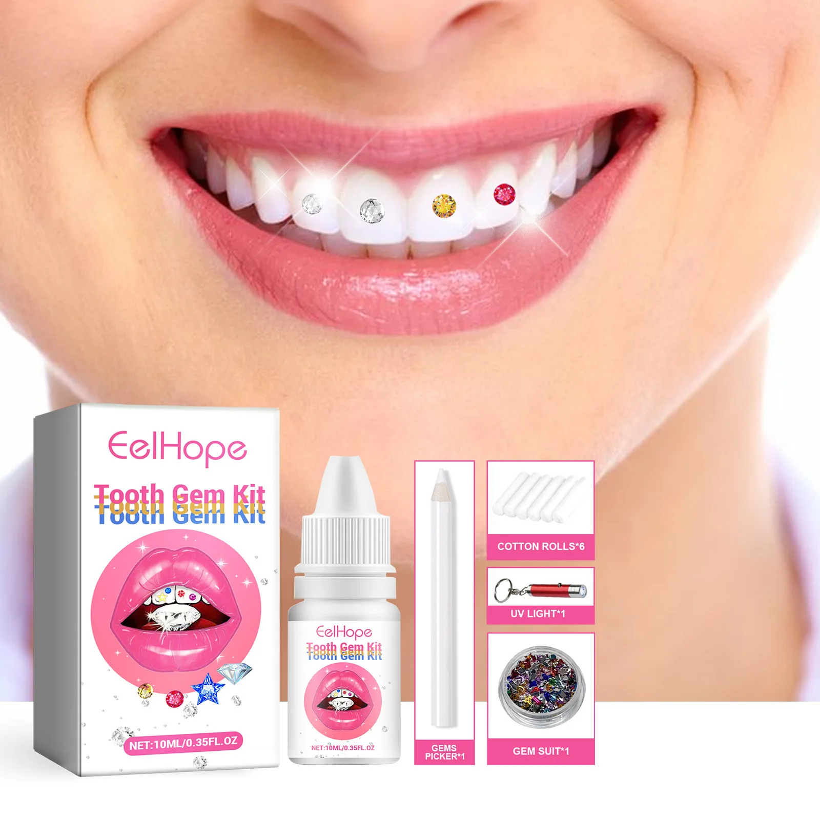 Tooth Gem Kit - 치아 장식 키트 DIY 투명 보석