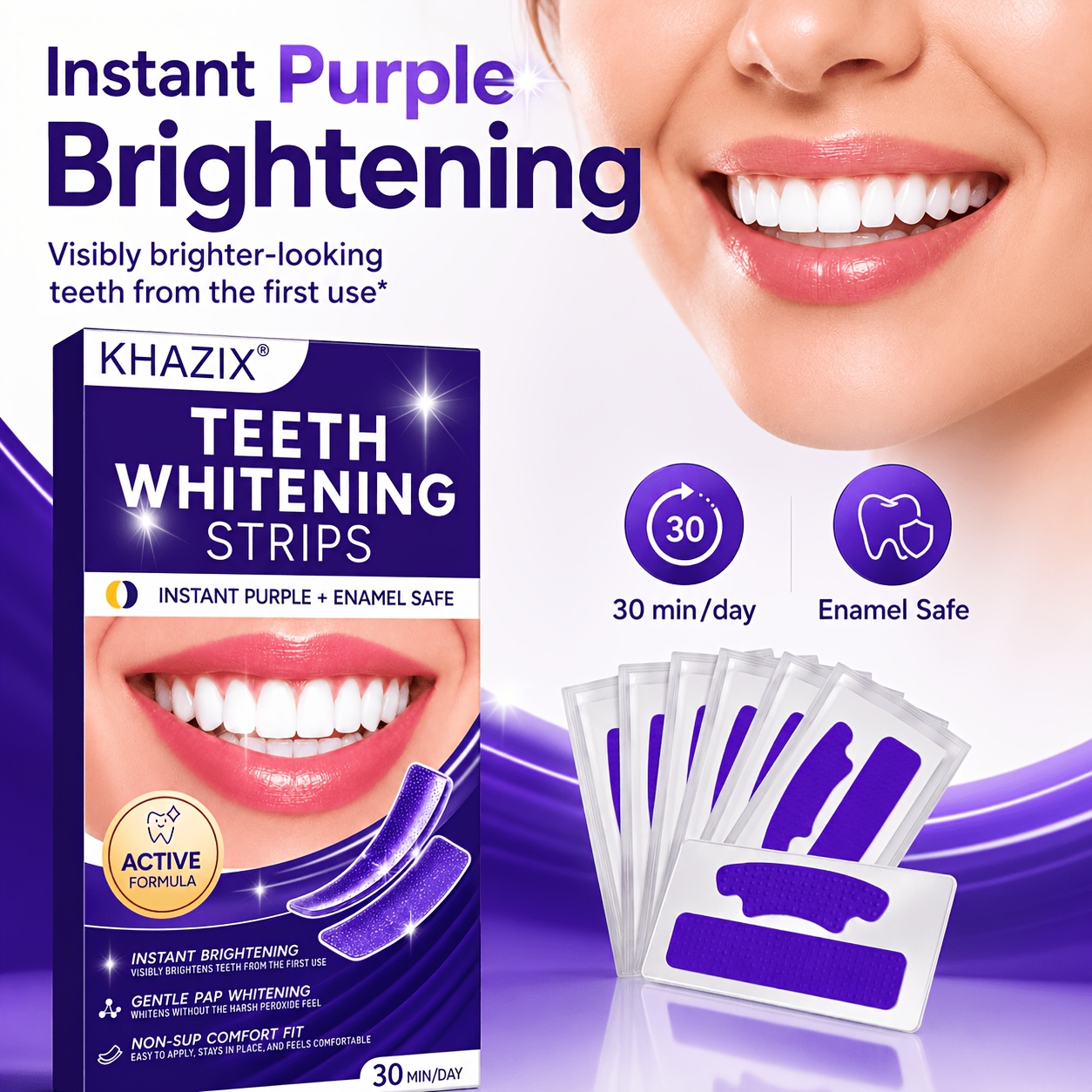 5/10쌍의 보라색 치아 미백 스트립, 치아에 단단히  - Teeth Whitening Retainer 리뷰 및 가격