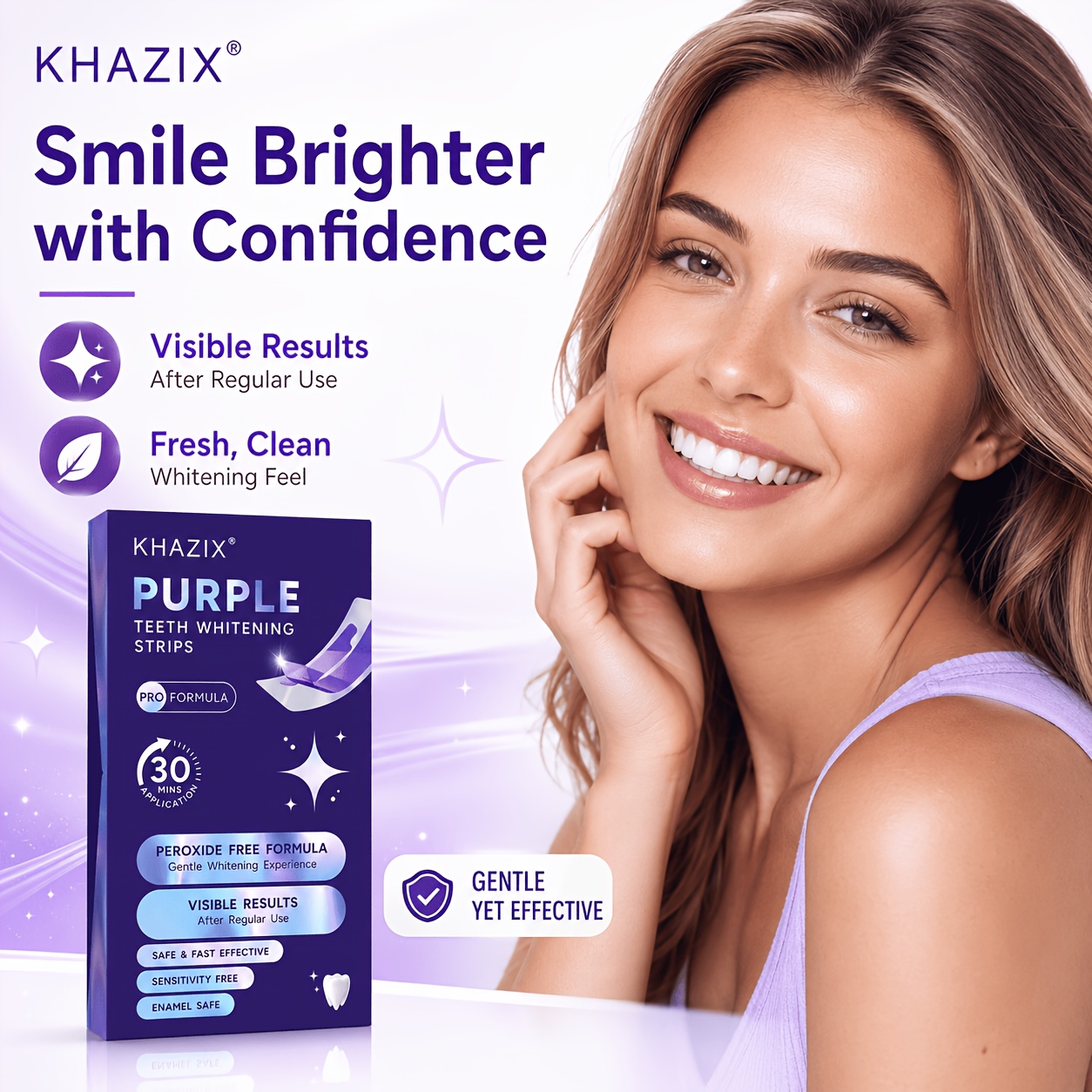 1/10쌍의 보라색 치아 미백 스트립, 치아에 밀착력이 - Teeth Whitening Retainer 리뷰 및 가격