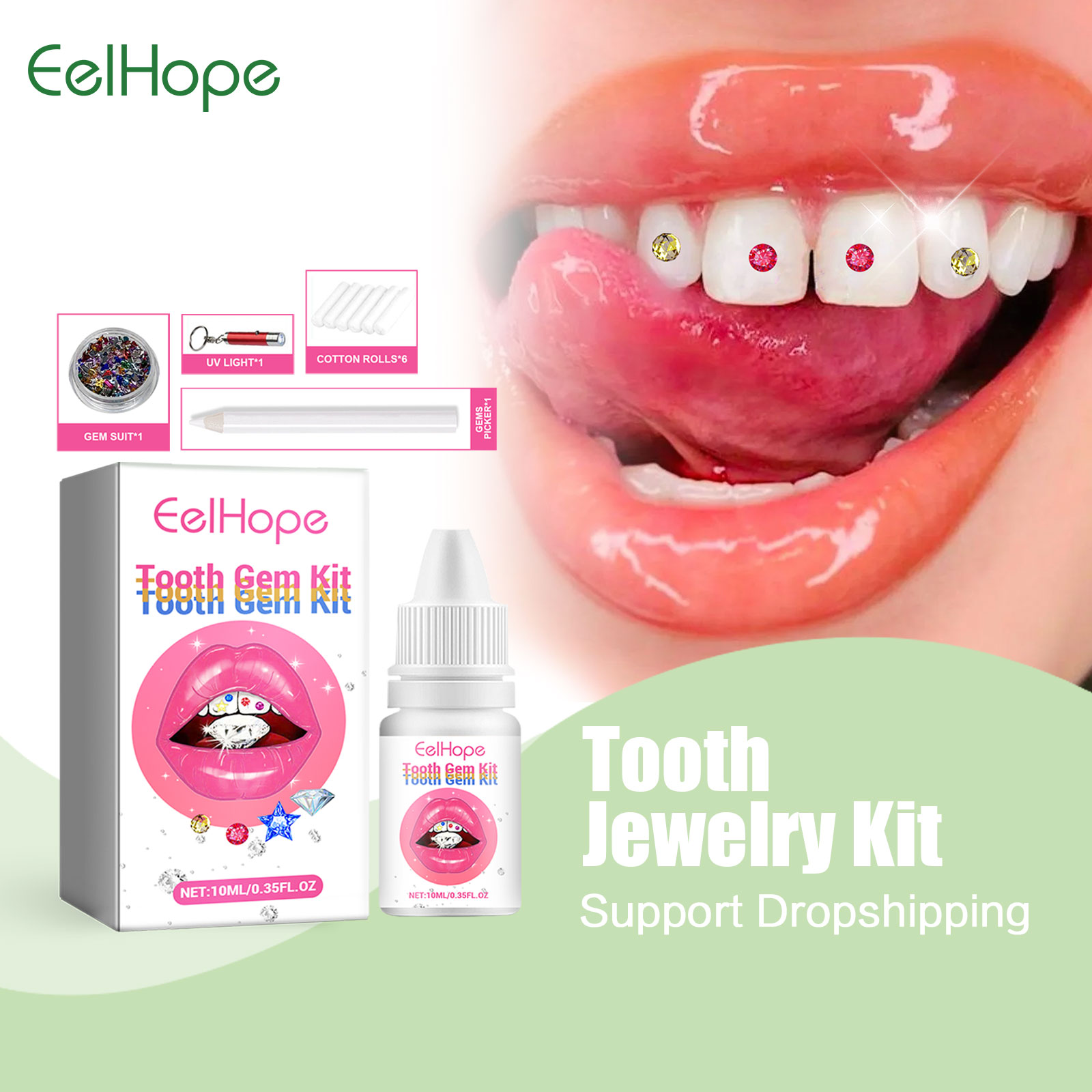 접착제와 자외선 다이아몬드 크리스탈 보석 치아 장식과  - Tooth Gem Kit 리뷰 및 가격