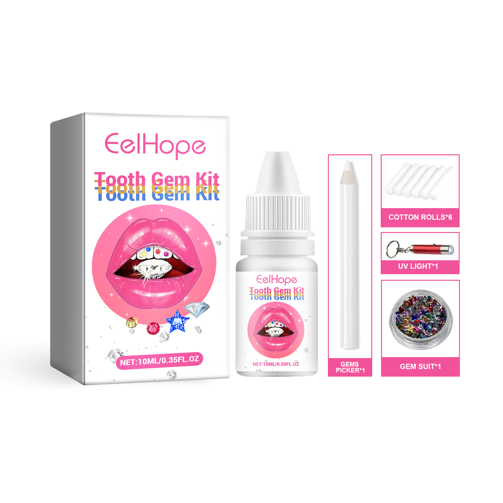 접착제와 자외선 다이아몬드 크리스탈 보석 치아 장식과  - Tooth Gem Kit 리뷰 및 가격