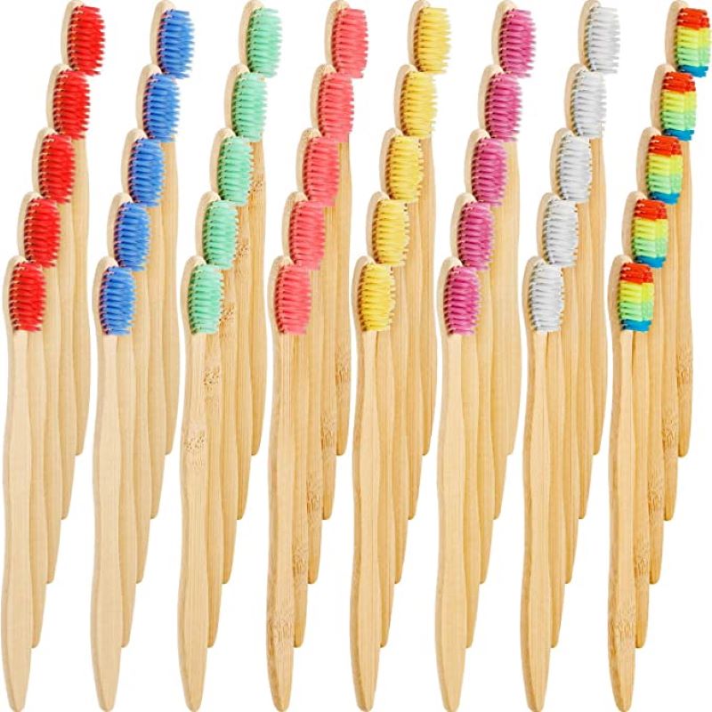 50/100개입 다채로운 천연 대나무 칫솔 세트 치아  - Teeth Whitening Logo 리뷰 및 가격