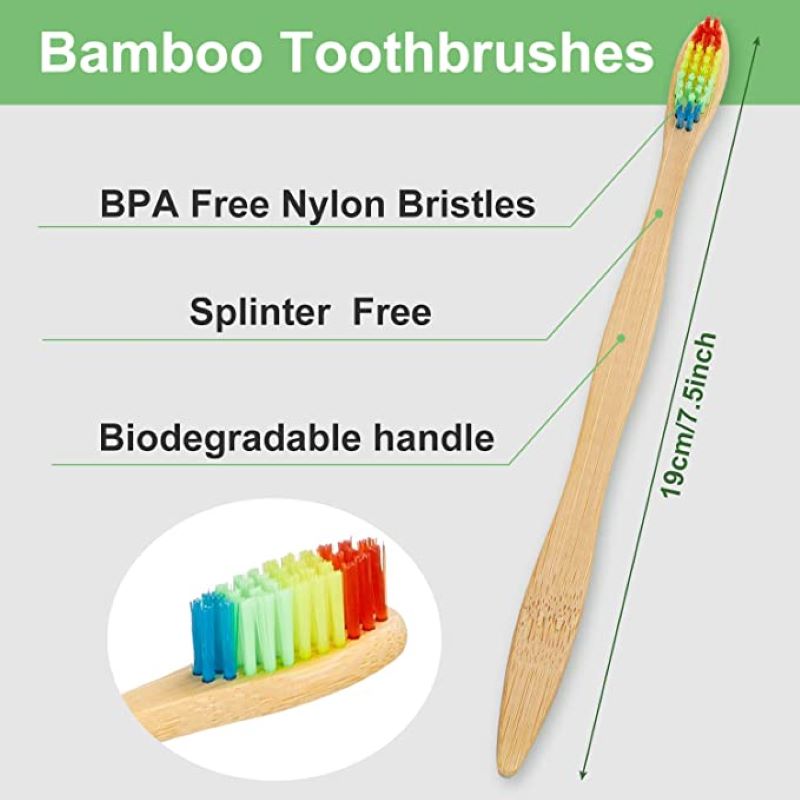 50/100개입 다채로운 천연 대나무 칫솔 세트 치아  - Teeth Whitening Logo 리뷰 및 가격